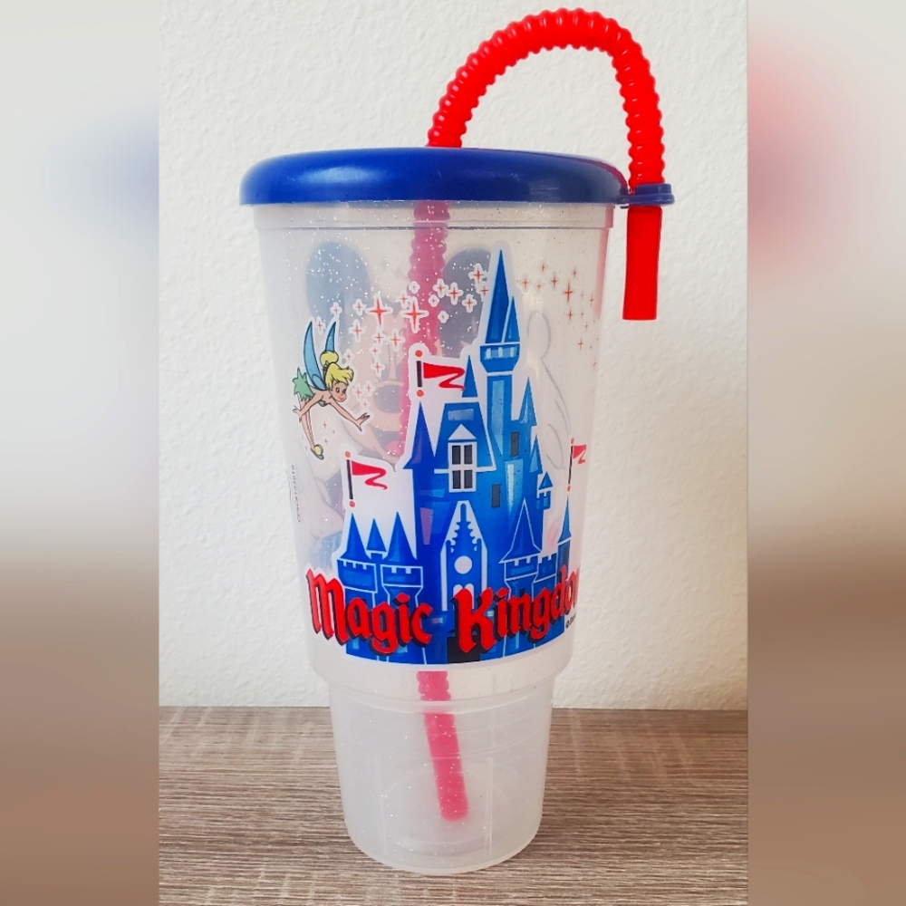 Vintage 90's Magic Kingdom Collectable Souvenir Cup with Straw Walt Disney World